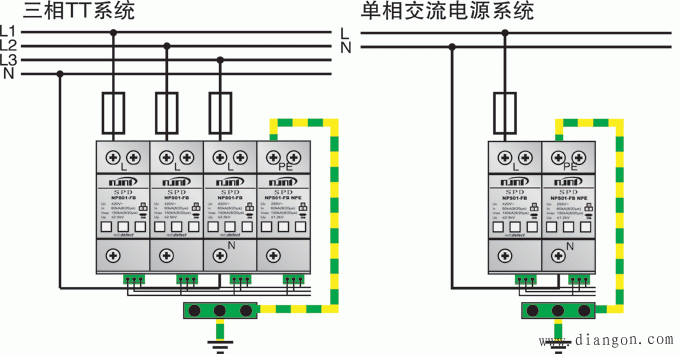 浪涌保护器接线图安装方法及注意事项