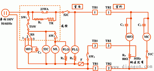 空调器基本控制电路图