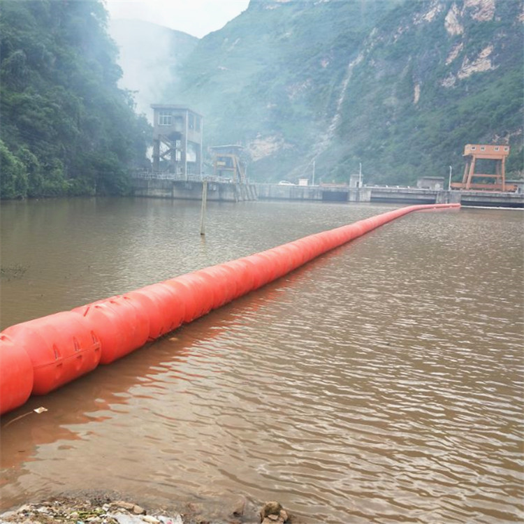 水面污物拦截浮体水电站拦污漂柏泰科技拦污浮筒厂家