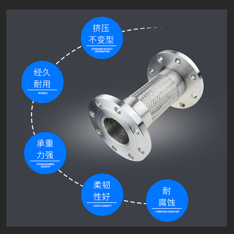 碳钢法兰式不锈钢金属波纹软管耐高温高压编织蒸汽软连接DN15-200