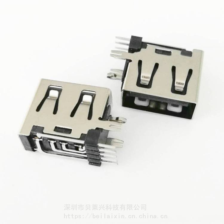 侧插USB2.0母座A母侧插5P带开关脚短体11.8带信号PIN直边