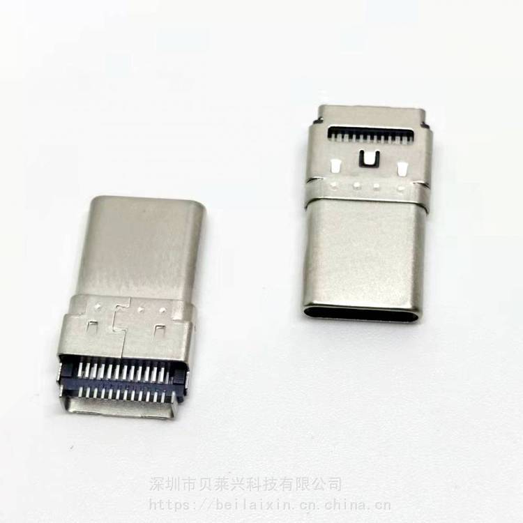 TYPE-C24PIN沉板双贴公头USB3.1双排贴片两脚插板拉伸无卡勾