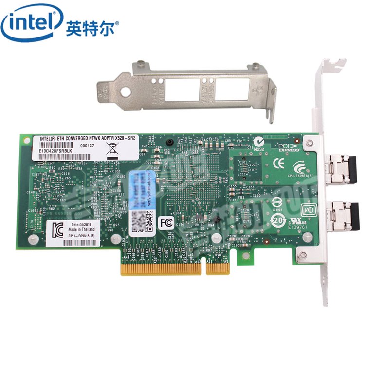 Intel网卡X520-SR万兆E10G42BFSRBLK双口10G光纤服务器PCI-E原装