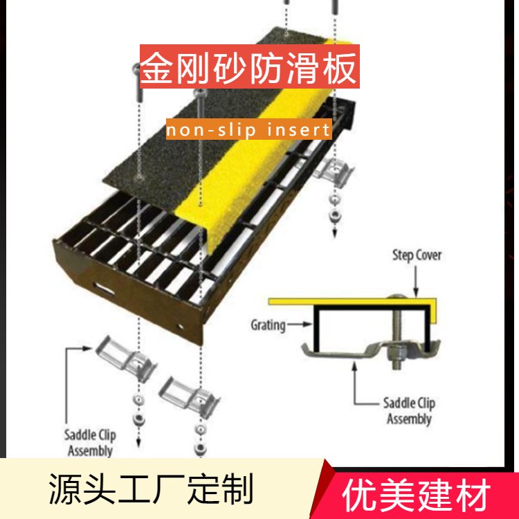 金刚砂踏步防滑板\/复合耐磨楼梯防滑板