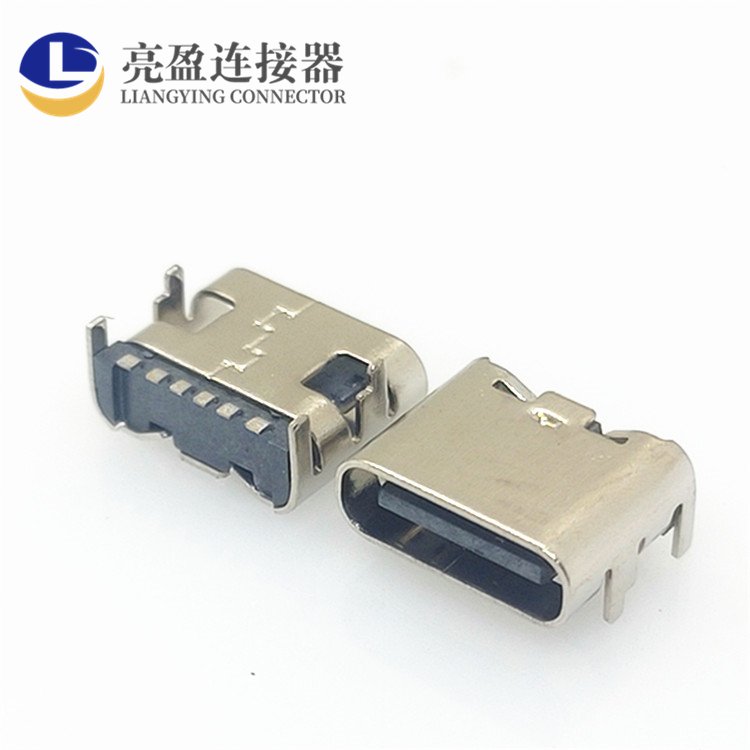 USB连接器TYPE-C插板母座6P单排贴片L=6.5-6.8MMtype-c母座