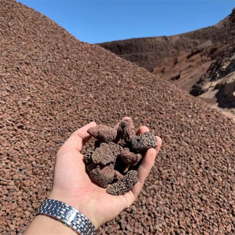 晟鑫净水供应红色火山岩颗粒仿古园林建筑铺面人工湿地污水处理