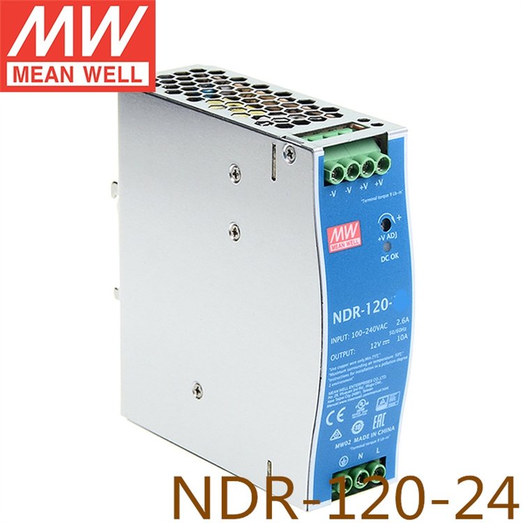 （MEANWELL）NDR-120-24带PFC导轨开关电源明纬电源24v