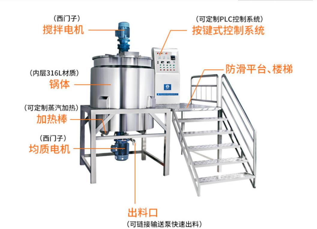 不锈钢配液罐电加热搅拌罐1000L高速搅拌配料设备定制加工厂