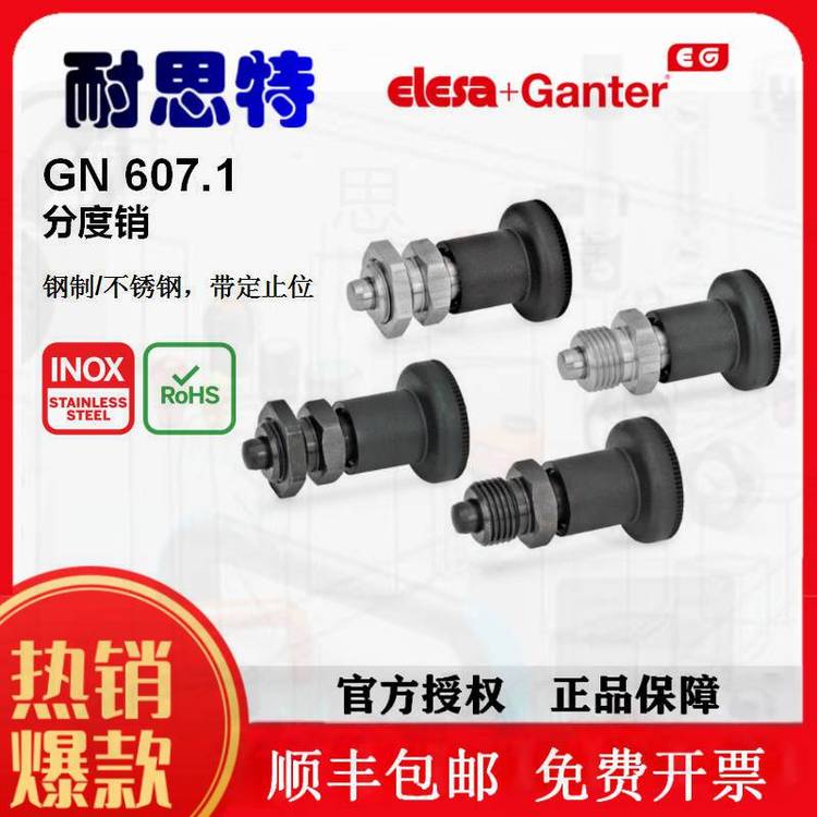 供应GANTER带定止位的分度销GN607.1-NI