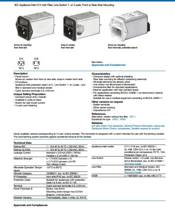 DC12.5102.001瑞士舒特Schurter滤波器硕特电源输入模块