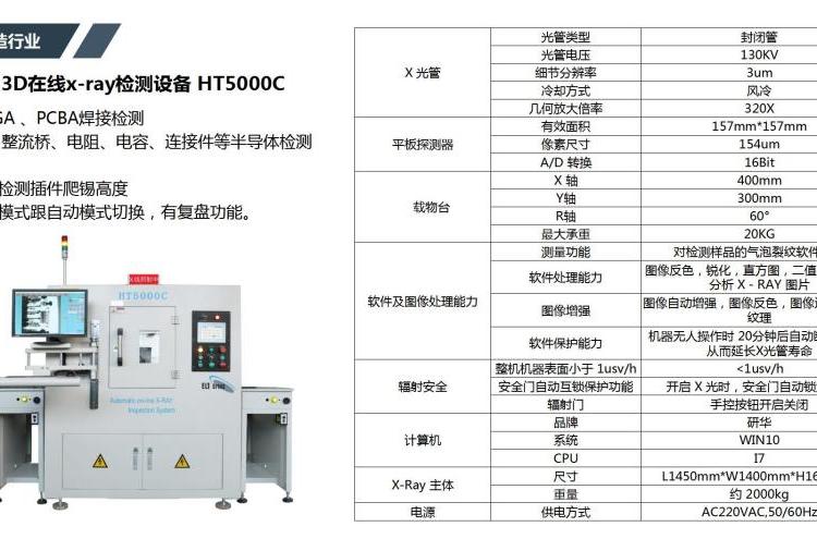 3D在线x-ray检测设备HT5000C应用于BGA、PCBA焊接检测