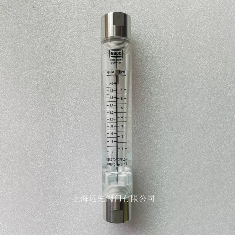 NBDC流量计LZT-1002G（SS）不锈钢接口玻璃圆形流量计0.2-2GPM