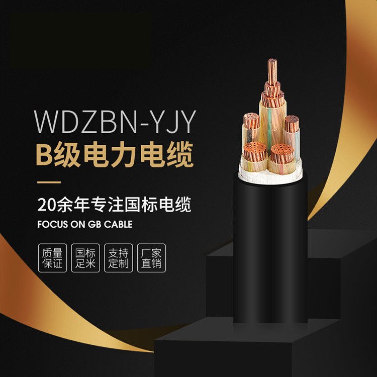 國標(biāo)WDZBN-YJY銅芯B級(jí)阻燃低煙無鹵電力電纜線4\/6\/10平方