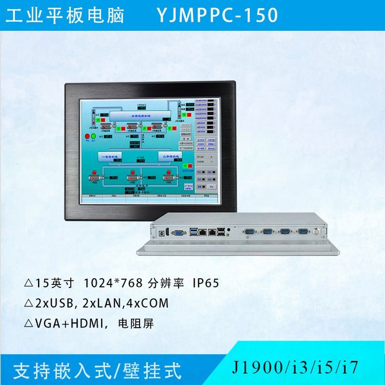 研江YJMPPC-150多网口15寸工业平板电脑无风扇嵌入式工控机支持i3i5i7