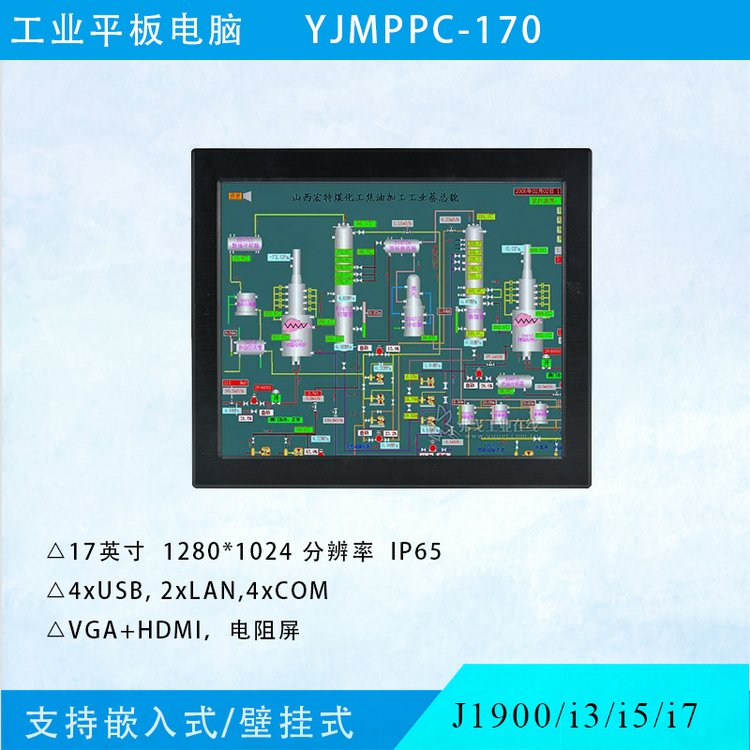 研江YJMPPC-170多网口17寸工业平板电脑无风扇嵌入式工控机支持i3i5i7