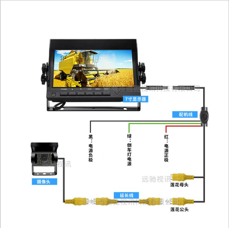 远驰客车，货车7寸U型支架车载显示器IPS全视角