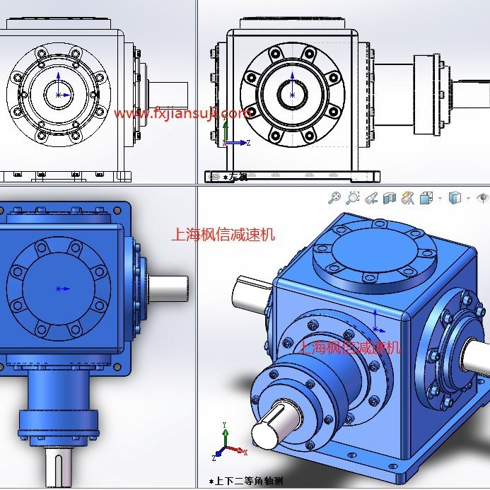 T25-1:1-LRO-B3螺旋傘齒輪減速機換向器外型尺寸安裝圖