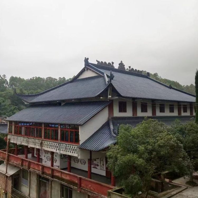 中式古建瓦寺庙筒瓦新型高分子装饰瓦耐看耐用