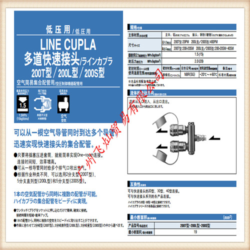 日东工器NITTO多道接头200T型 200L型 200S型