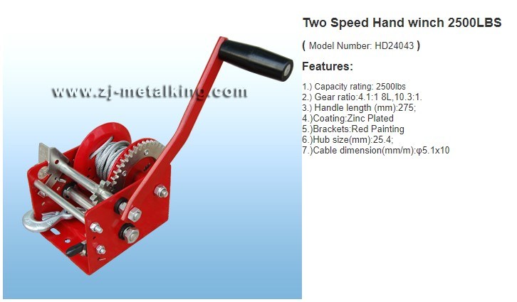 Two Speed Hand Winch 2500lbs pictures & photos