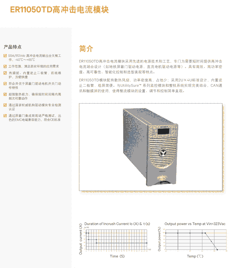 Emerson Ventiv维谛 ER11050TD  110V  50A  2860W 电力电源充