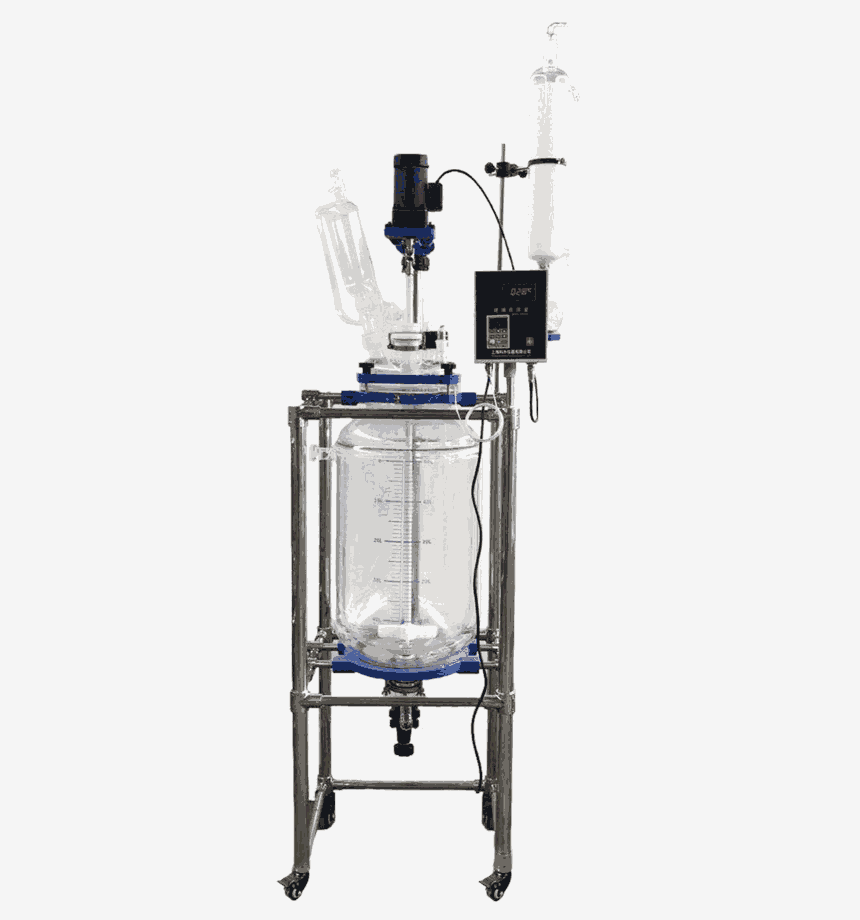 s212-80l双层玻璃反应釜 实验室蒸馏搅拌结晶合成反应器 夹套反应釜