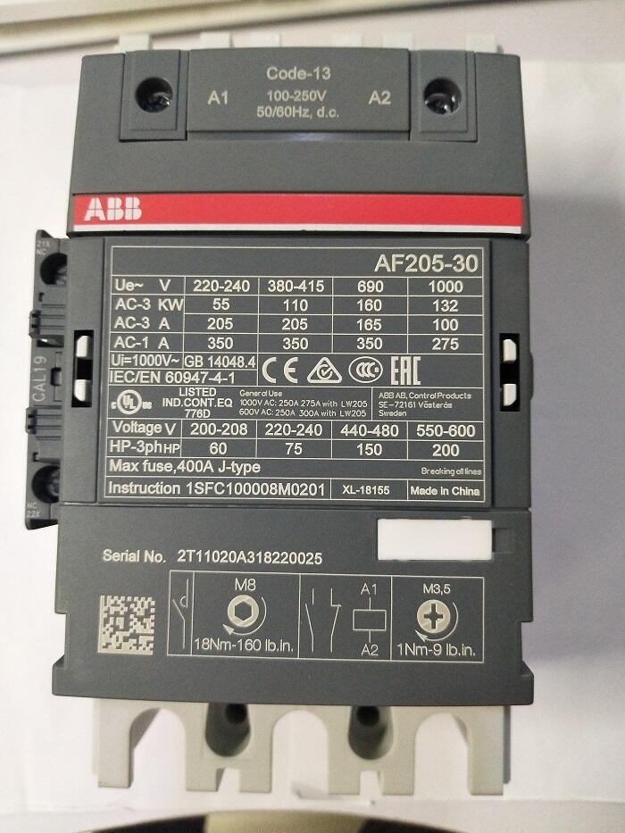 ABB AF低压接触器AF96-30-00-13 100-250V50/60HZ-DC