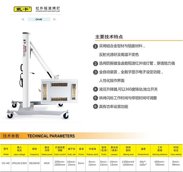 戴卡红外短波烤灯：CH-4D