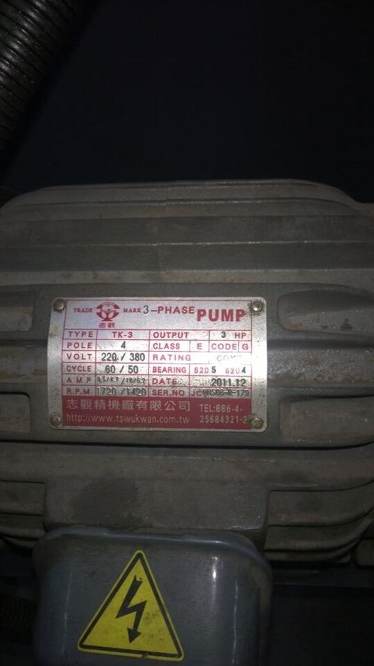 TRADE MARK 3-PHASE PUMP志观TK-3马达3HP