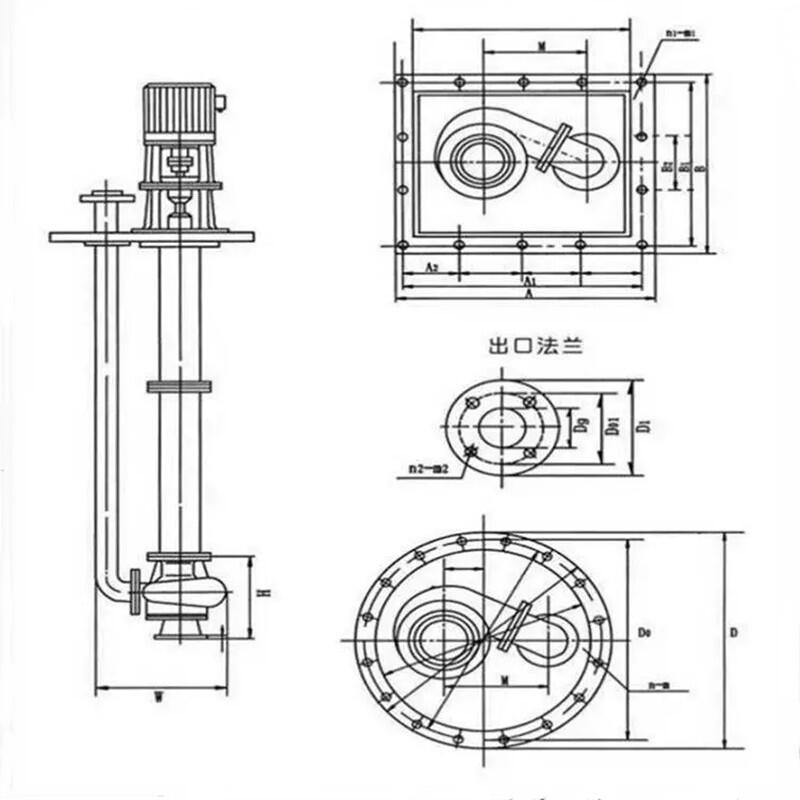 昌黎加長化工液下泵80mm口徑立式排污泵安裝圖解