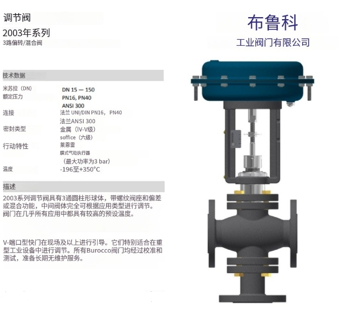 Burocco 2003系列3路偏轉(zhuǎn)/混合閥門意大利原廠