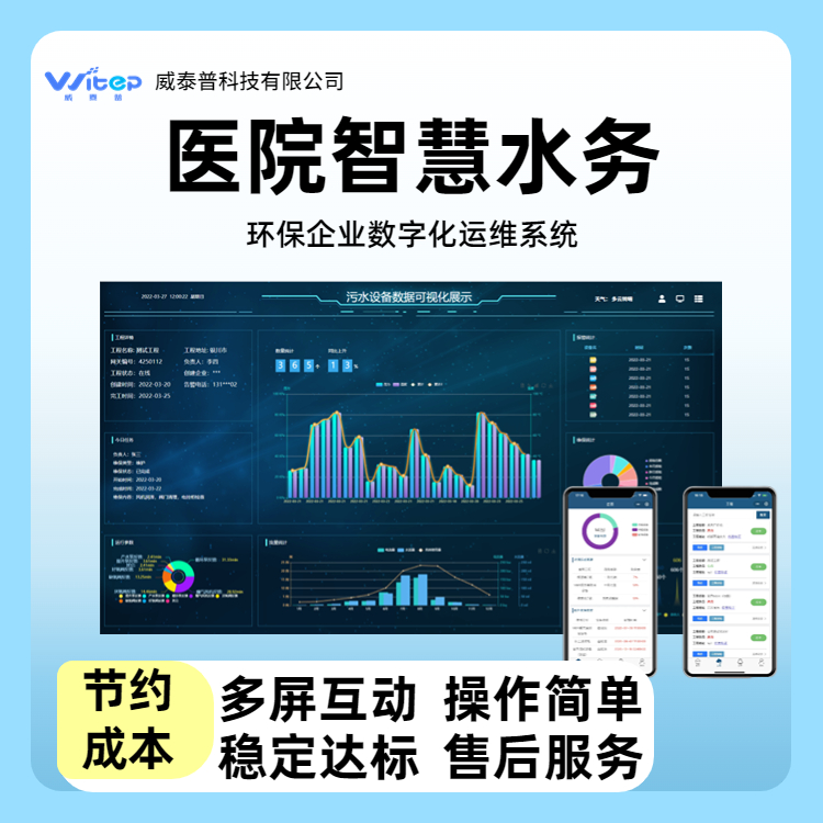 威泰普科技医院智慧水务系统环保数据可视化管理平台污水处理平台