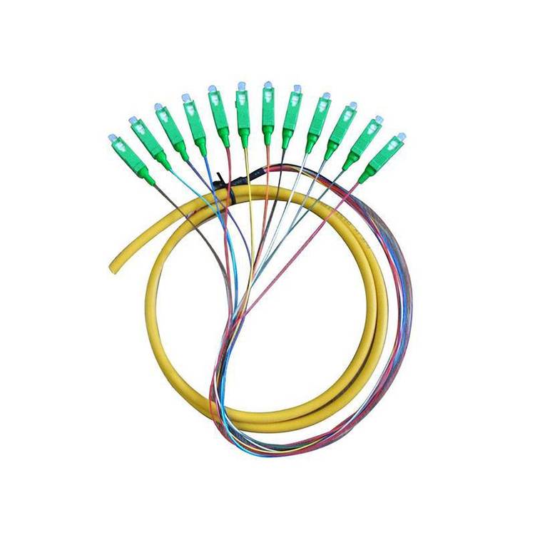 12芯束状尾纤SC\/UPC电信标准方头12色尾缆生产厂家