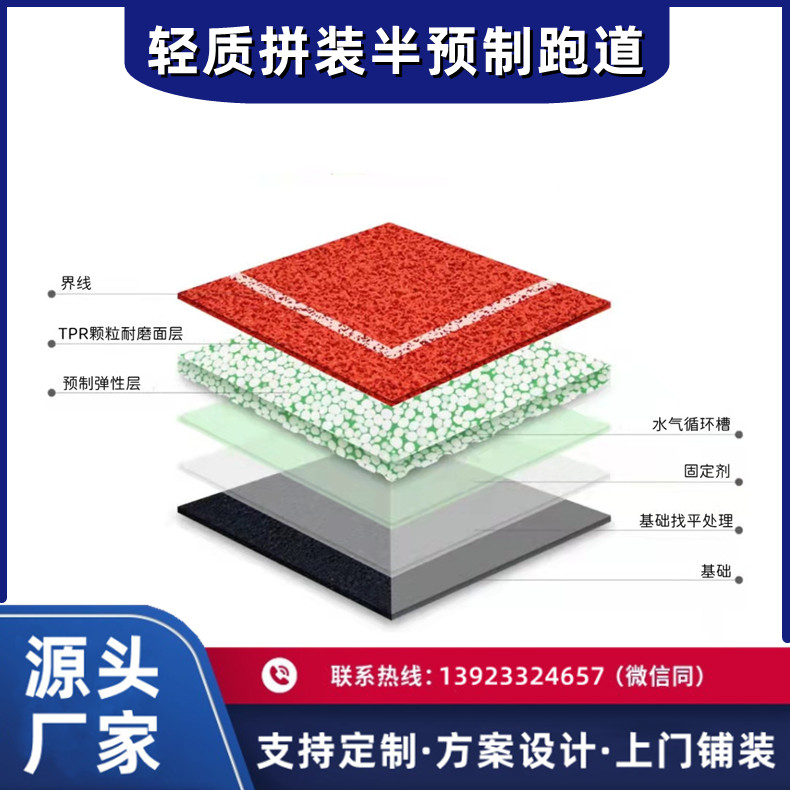 13mm厚无缝预制新型gdpu塑胶跑道聚氨酯面层全国施工包工包料